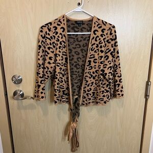 Torrid Caramel Leopard Crop Wrap Sweater